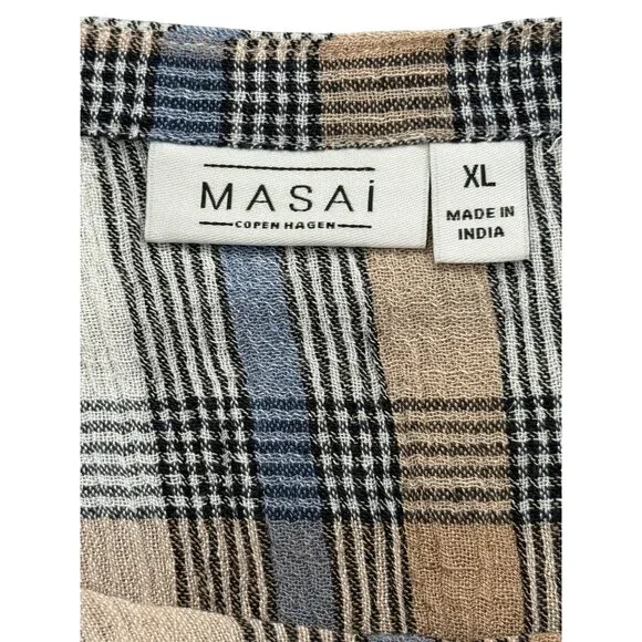 Masai Copen Hagen Womens Plaid Midi Dress With Side Tie Size XL - Picture 4 of 9